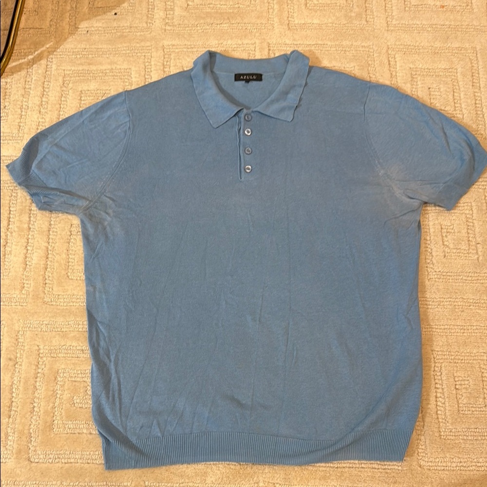 Ulu Blue Polo Shirt Classic Knit Design